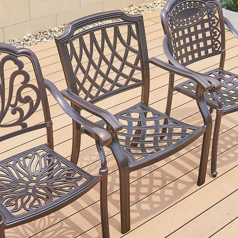 Juecheng cafe restaurant aluminium outdoor patio table chair set cast iron garden table and chairs