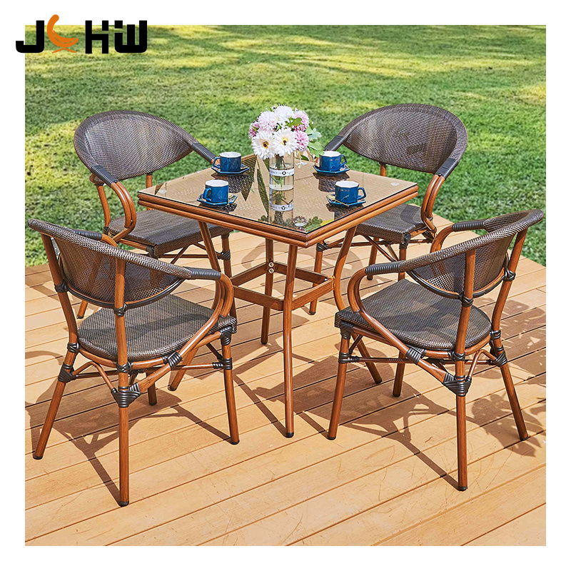 Modern commercial restaurant cafe bistro chair outdoor patio furniture set garden dining table set