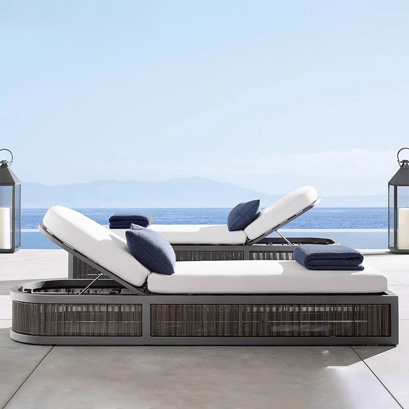 Luxury outdoor sofa design patio balcony poolside wicker aluminum sofa set furniture with cushions rattan garden sofa furniture