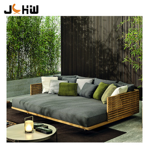 Juecheng costomezed waterproof wood outdoor furniture sofa set rattan patio 3 seater sofa solid teak garden reclining sofa set