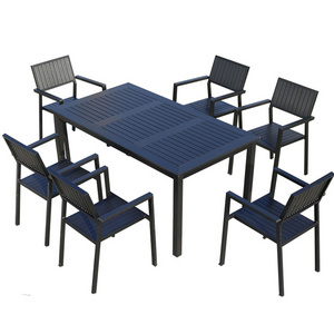 Juecheng restaurant poly plastic garden dining tables set modern wooden table and chair set for outdoor