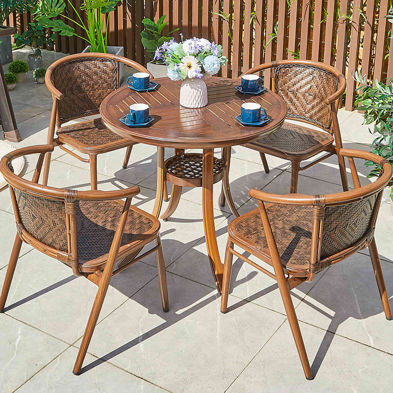 Factory best selling restaurant bistro rattan dining chair wicker outdoor patio furniture  villa garden rattan chair set