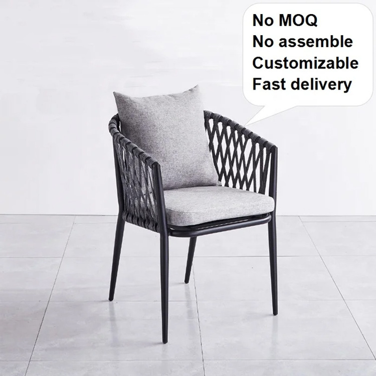 2023 Wholesale Patio Party French Bistro Cafe Furniture Hotel Garden Restaurant Stackable Aluminium Rope Dining Outdoor Chairs