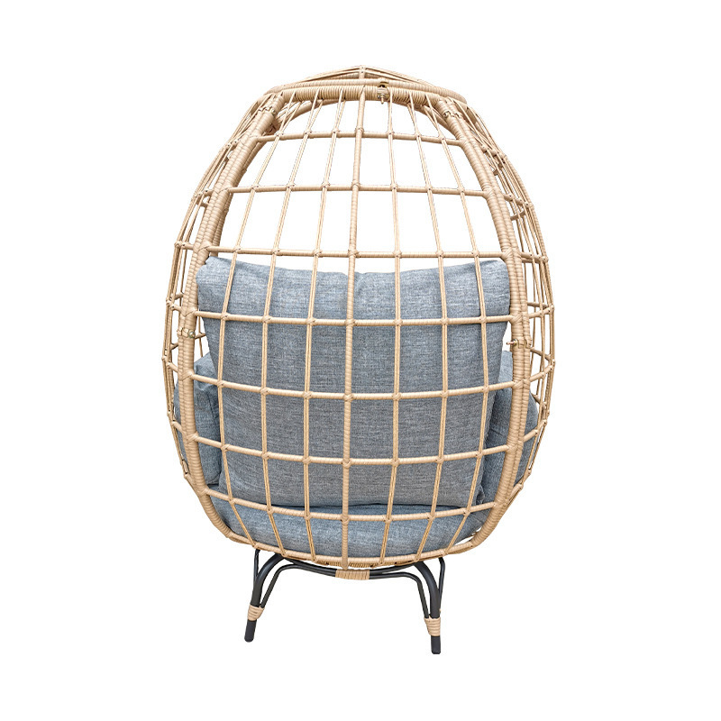 Cheap price wicker outdoor furniture rattan egg chair with 4 legs stand oversize garden patio swing egg chair with thick cushion