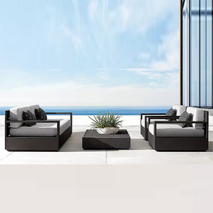 Modern hotel rectangular furniture aluminum combinable garden sofas with cushions outdoor patio balcony furniture set