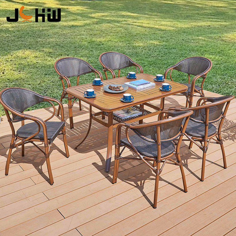 Modern commercial restaurant cafe bistro chair outdoor patio furniture set garden dining table set