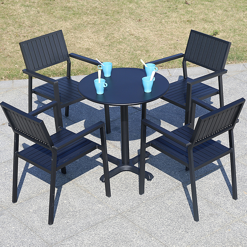 Juecheng restaurant poly plastic garden dining tables set modern wooden table and chair set for outdoor