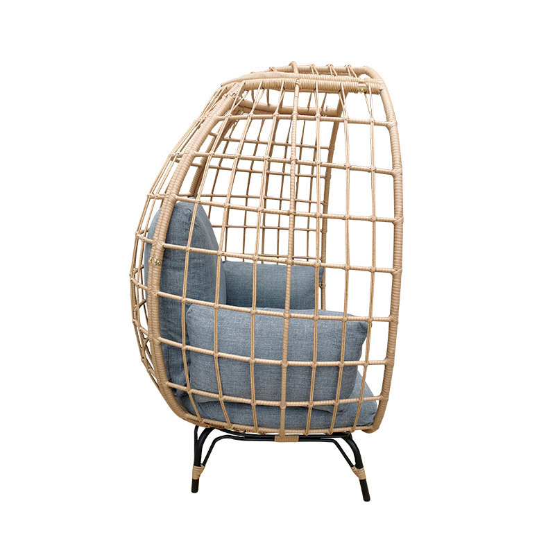 Cheap price wicker outdoor furniture rattan egg chair with 4 legs stand oversize garden patio swing egg chair with thick cushion