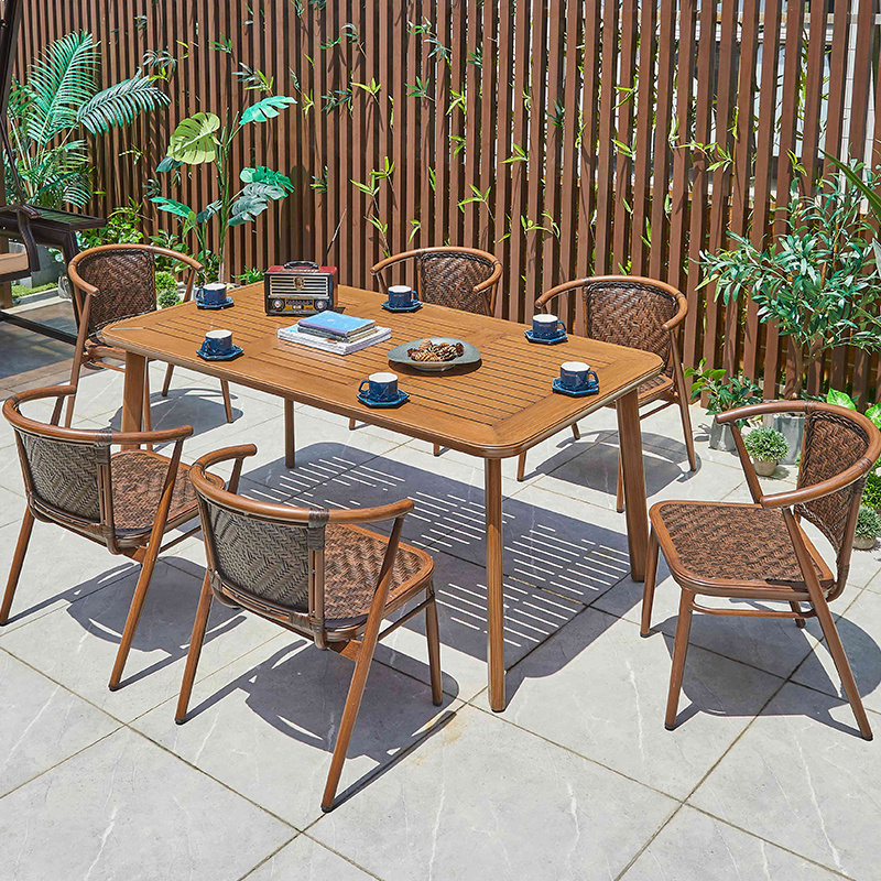 Factory best selling restaurant bistro rattan dining chair wicker outdoor patio furniture  villa garden rattan chair set