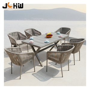 Juecheng webbing dining folding tables and chairs patio bistro cafe table sets waterproof garden furniture set