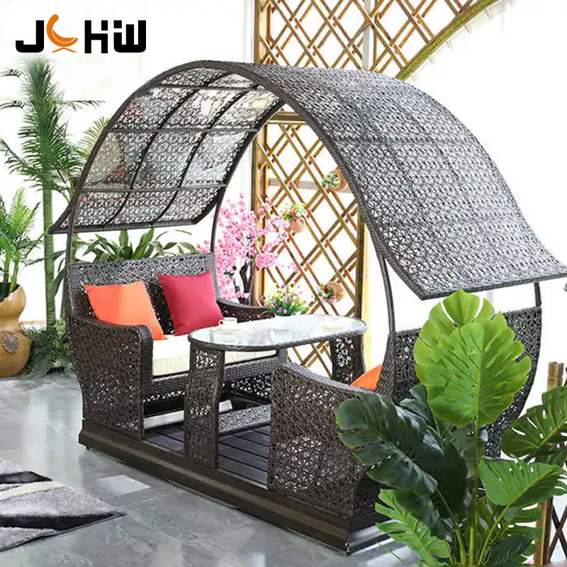 High Quality Cheap Leisure Hotel Garden Outdoor Rattan Chair Sofa Bed Rattan Day Bed Wicker Sun Bed