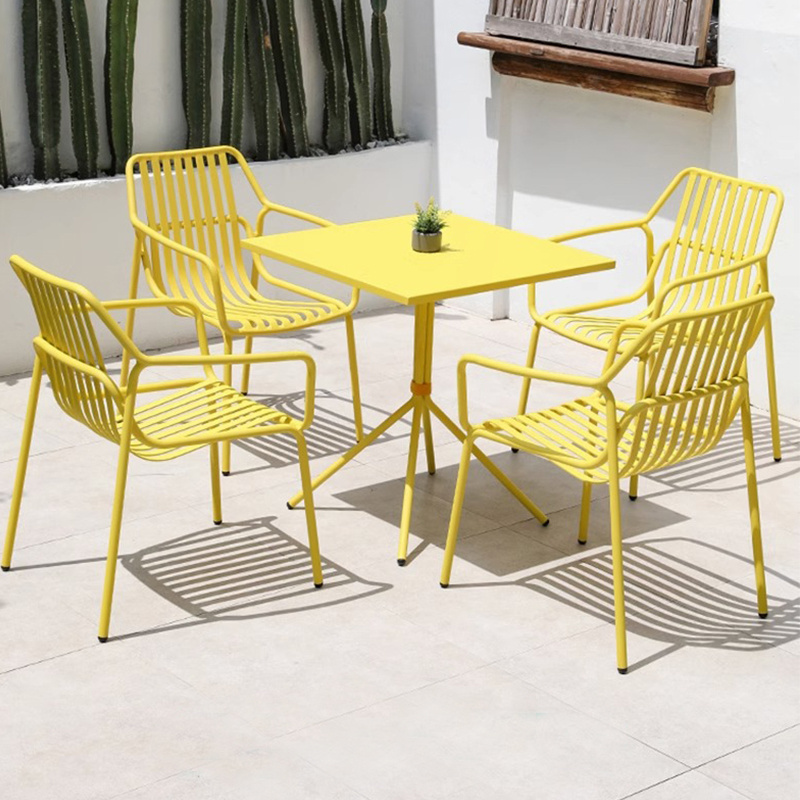 Juecheng wholesale metal hotel furniture set restaurant dining chair aluminum table chair outdoor garden table and chair set.