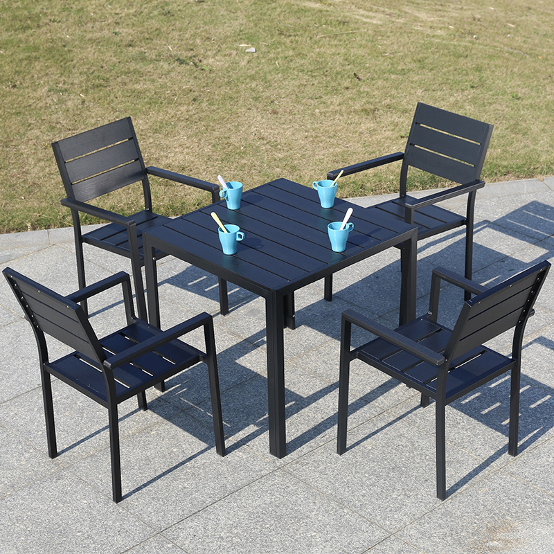 Juecheng Modern Wholesale Aluminum Alloy Table Chair Wood Plastic Outdoor Garden Suit Leisure Outdoor Furniture