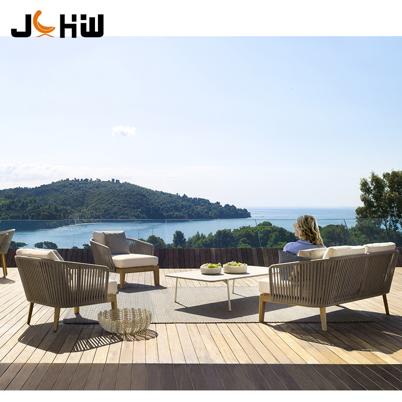 Garden sofa outdoor furnitures rattan L shape sofa teak patio furniture sets wooden italian sofa