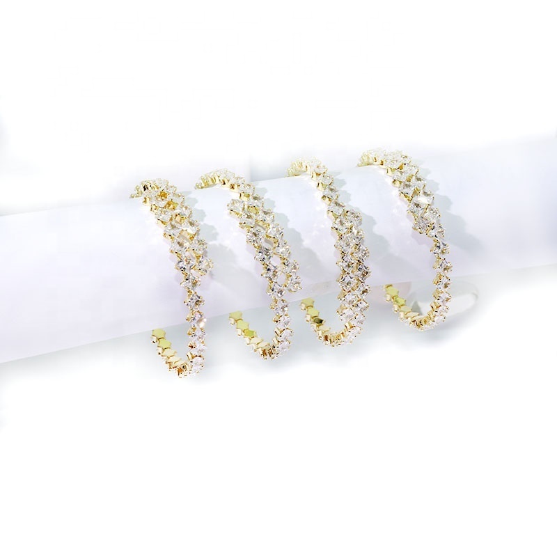 JIACHEN  Gold plated open adjust 3A Zirconia cuff bangle for women