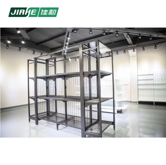 Metallic Double-sided Supermarket Shelves Wire Storage Equipment Supermarket Shelving