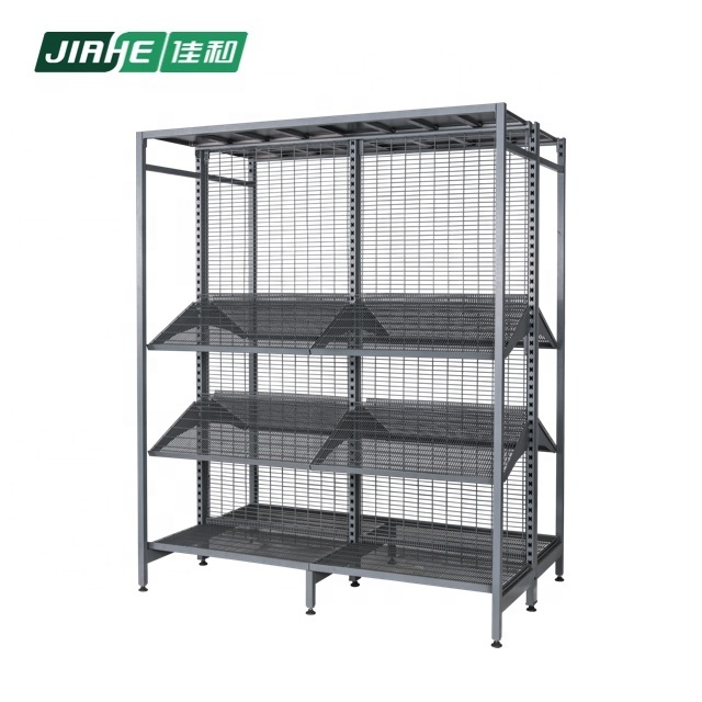 Metallic Double-sided Supermarket Shelves Wire Storage Equipment Supermarket Shelving