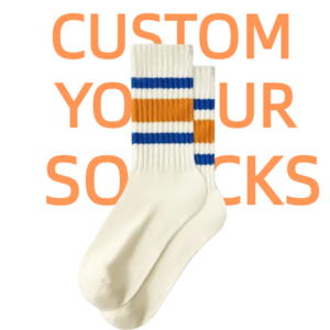 Low MOQ High Quality Custom Socks 100% Cotton Crew Stripe Socks Sports Socks