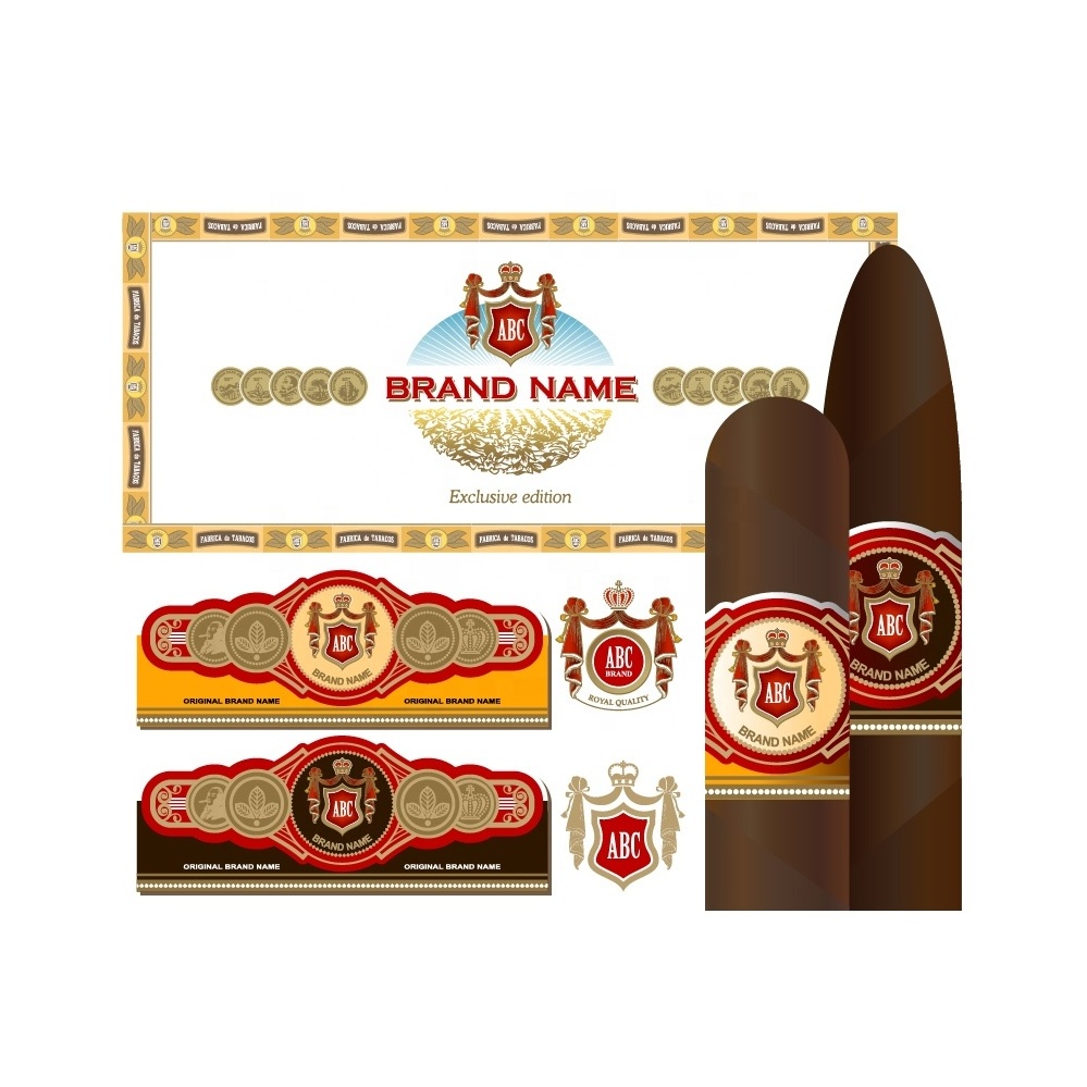 Custom Cigar Ring Stickers Gold Foil Art Paper Personalized Cigar Label Printing Make Your Event For Weddings Party Birdays