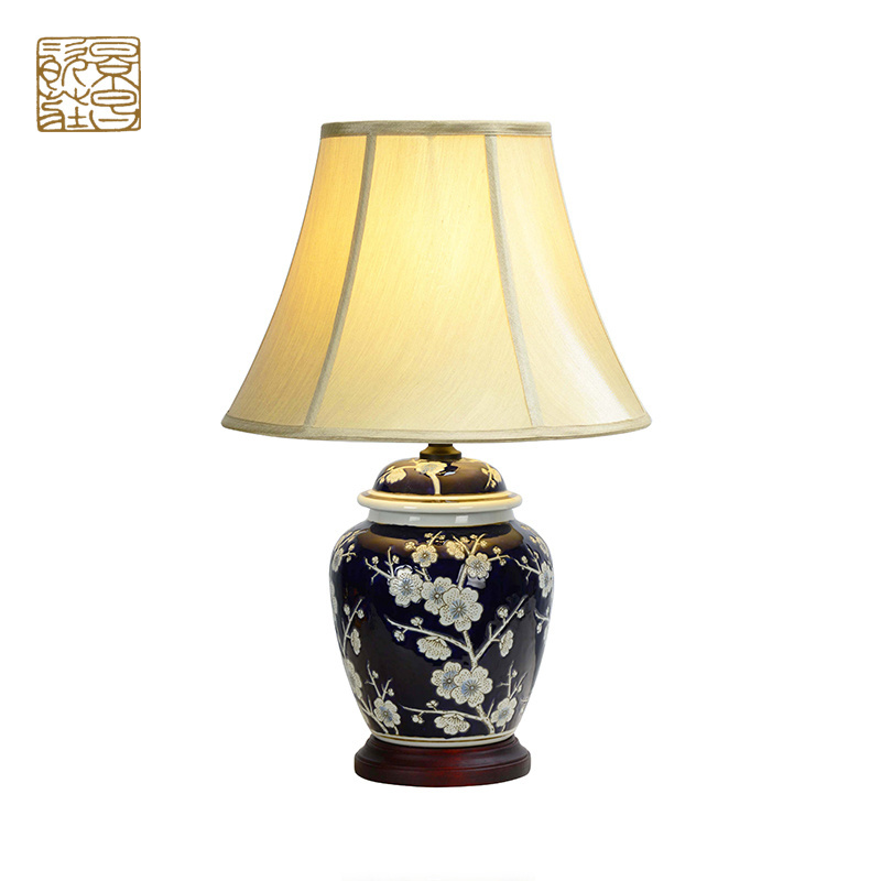 Best Price Chinese porcelain lamps blue and white flower shape table lamp for sale