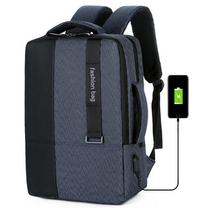 Fashion bag waterproof oxford school outdoor men's computer USB laptop tablet backpack storage for business travel