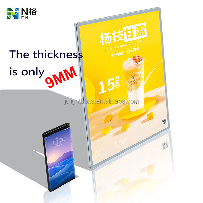 A1 Lightbox Aluminum Profile Ultra Slim Led Backlit Advertising Digital Poster Frame for Restaurant Menu Board