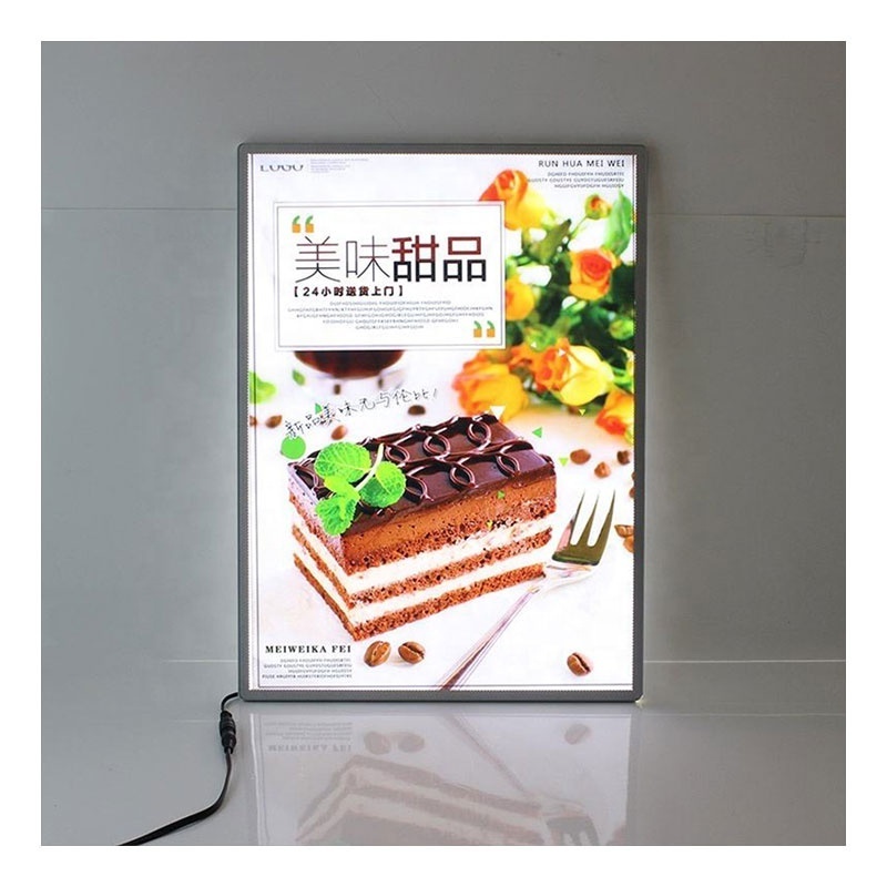 A1 Lightbox Aluminum Profile Ultra Slim Led Backlit Advertising Digital Poster Frame for Restaurant Menu Board