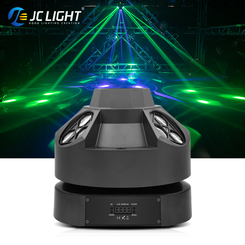 Four Heads Super Bee Eye Led Beam Strobe Laser Light Rotating Dj Disco Green Laser Strobe Light With Dmx512