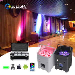 Jc 6*18W Wireless Uplights Rgbwa Uv 6In1 Battery Wireless Uplight Battery Powered Led Par Can Uplight Stage Lights For Wedding