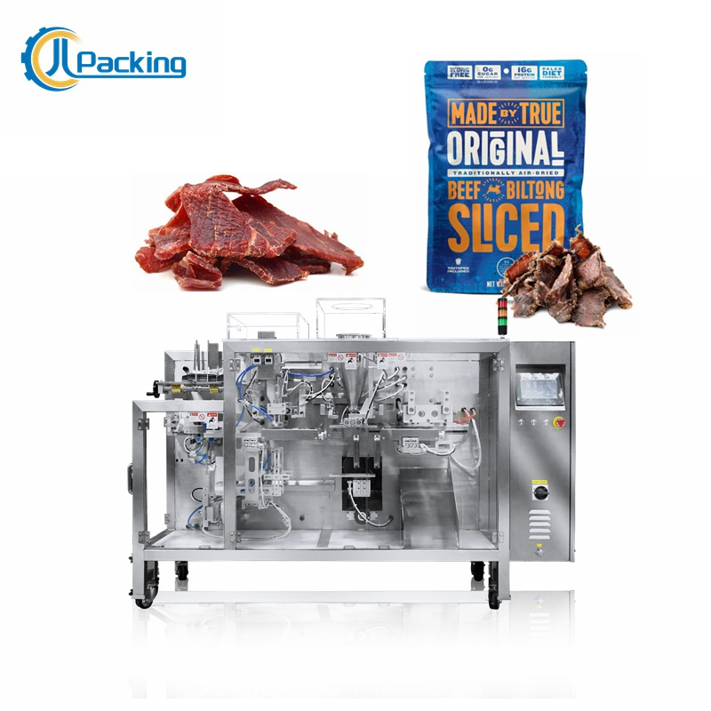 JCL Horizontal Farfalle Dried Meat Biltong Beef Jerky Doypack Stand up Zipper Pouch Packaging Packing Machine