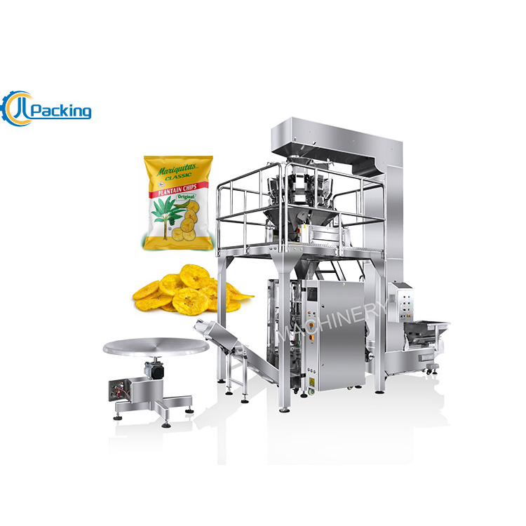 JCL Automatic vertical packing machine for banana chips 14 heads weigher packing machine for plantain chips