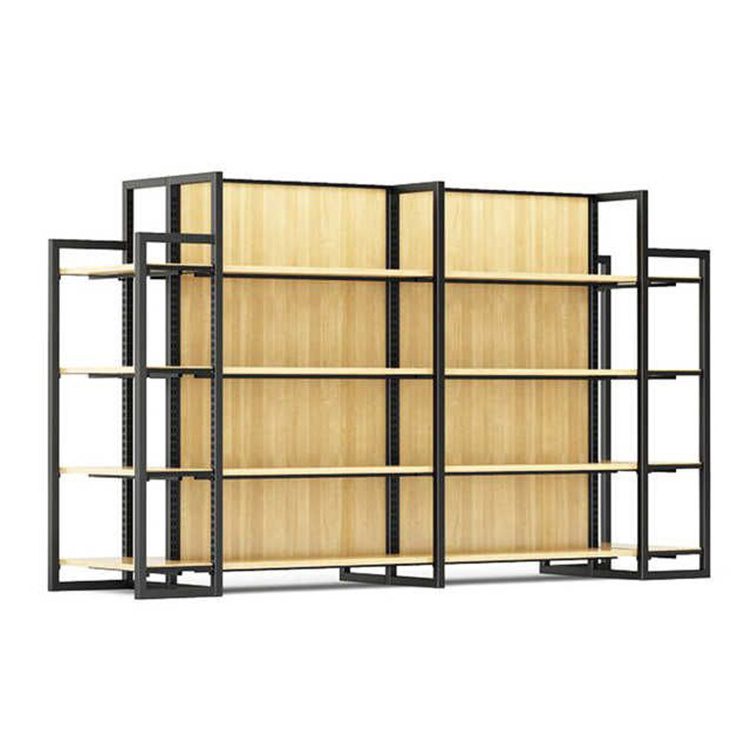 Customizable light duty supermarket shelves retail store wooden display racks gondola shelving