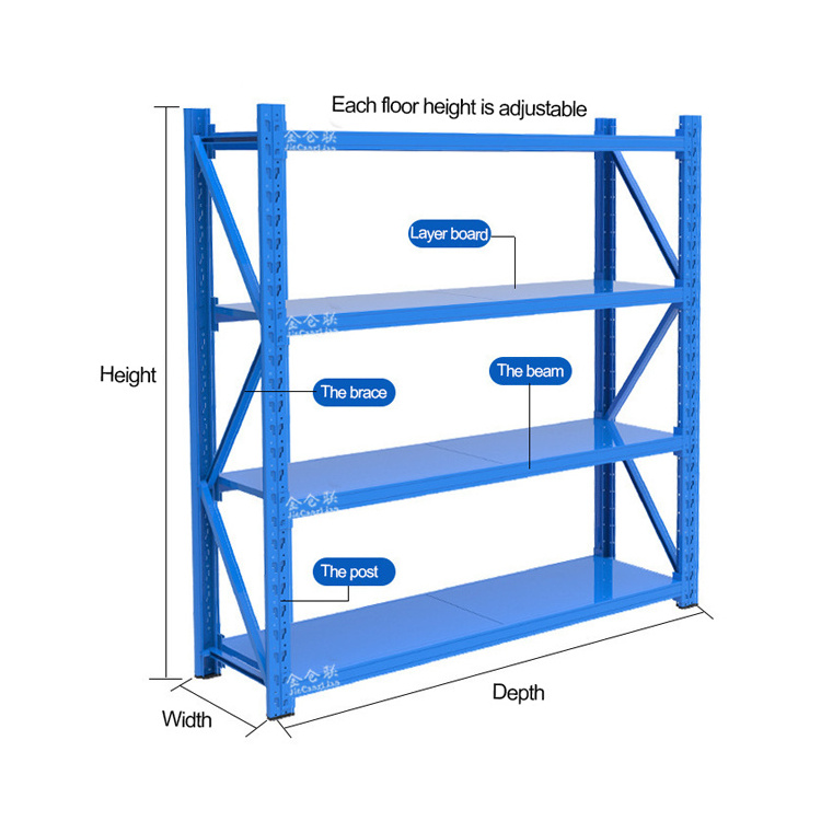 Customized Factory Storage Shelving Units Metal Adjustable Medium Duty Steel Warehouse Rack Stacking Racks & Shelves