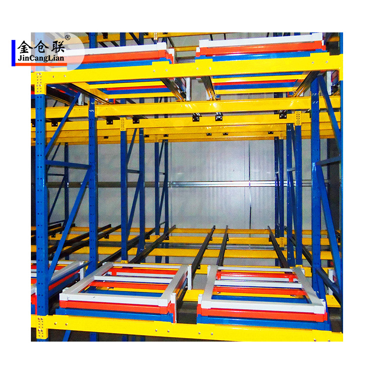 6 Deep stores pallets on carts Metal Shelf Gravity Roller Push Back Pallet Rack Pushback Rack