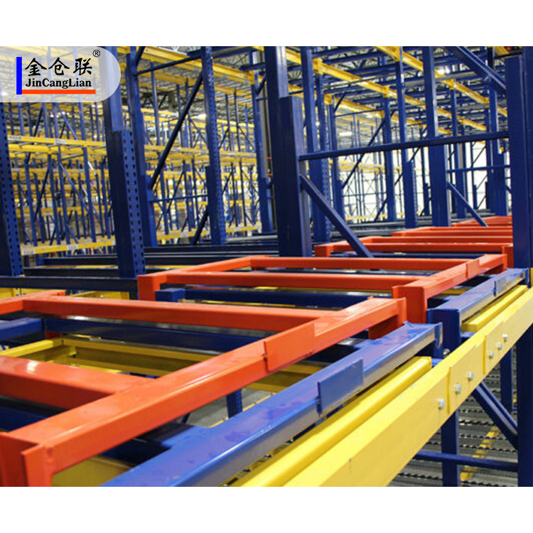 6 Deep stores pallets on carts Metal Shelf Gravity Roller Push Back Pallet Rack Pushback Rack