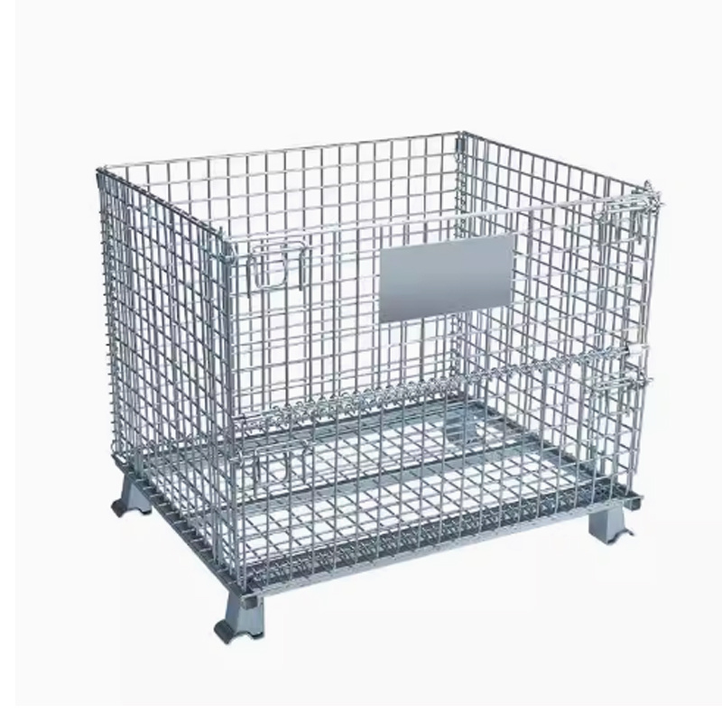 Steel folding cage metal crate for material handing storage Zinc Plated Folding Metal Mesh Storage cage