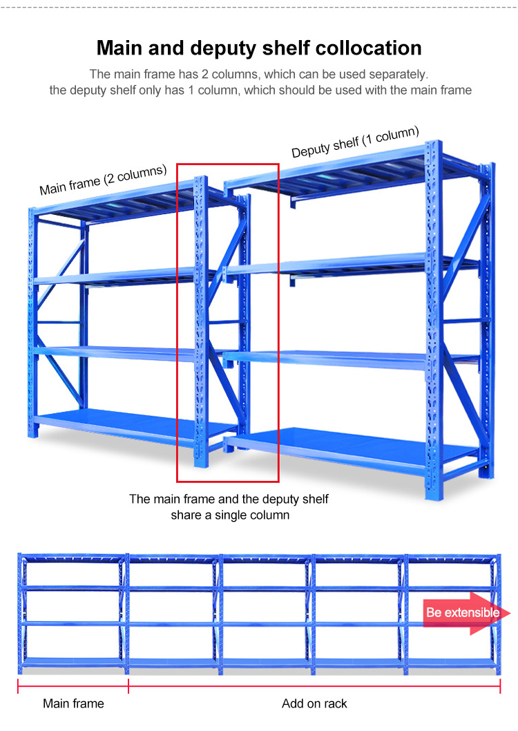 JCL heavy duty longspan rack shelving Steel Q235 capacity 100-200-300-500kg racks Multi-layer/tier/level industrial rack shelves