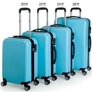 Wholesale ABS Cheap Suitcase Set 20 24 28 Inch Polypropylene Luggage with wheel Carry on shiny color aluminum suitcase