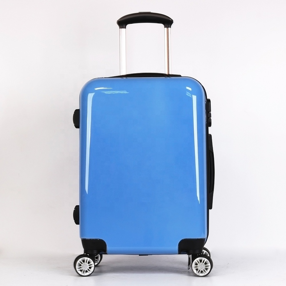 Wholesale ABS Suitcase Set 20 24 28 Inch Polypropylene Luggage with wheel Carry on shiny color aluminum suitcase