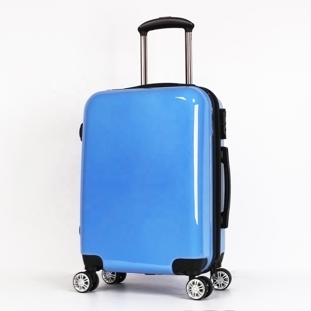 Wholesale ABS Suitcase Set 20 24 28 Inch Polypropylene Luggage with wheel Carry on shiny color aluminum suitcase