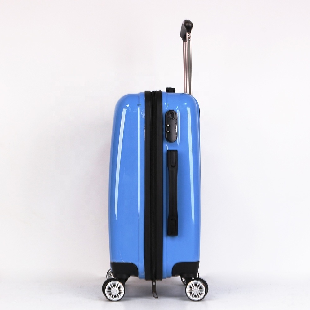 Wholesale ABS Suitcase Set 20 24 28 Inch Polypropylene Luggage with wheel Carry on shiny color aluminum suitcase