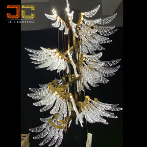 JC CUSTOM LIGHTING Luxury house lighting crystal glass spiral designer chandelier brass spider lamp for center stairs