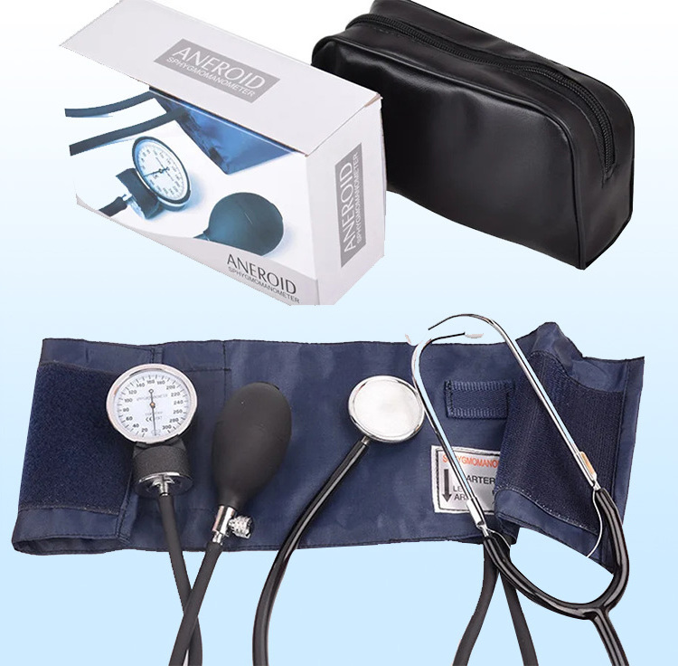 Medical Tensiometro Upper Arm Aneroid Sphygmomanometer with Stethoscope Manual Power Source for Checking Blood Pressure Monitor