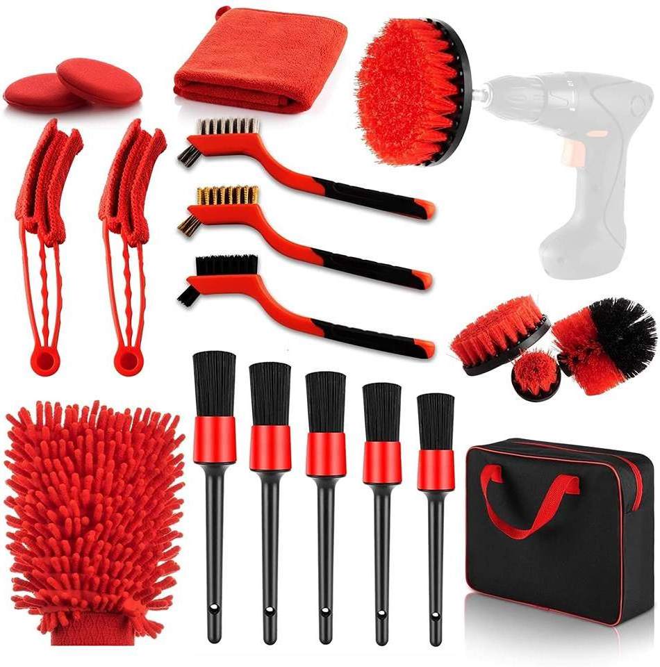 19 in 1 Car Wash Brush Wheel & Tire Brush Car Detailing kits Easy Reach Wheel and Rim Brush