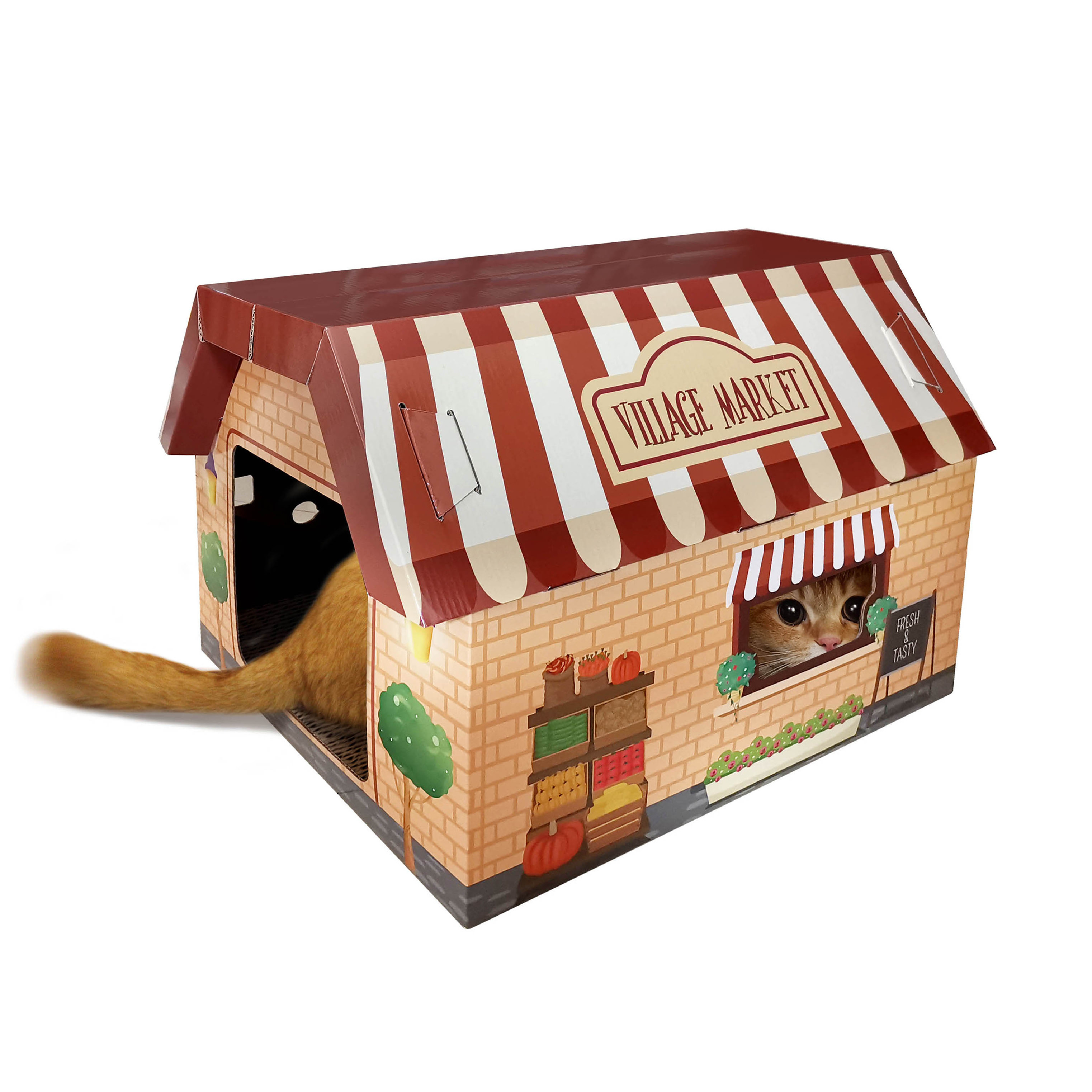 Wholesale Custom Logo Gift Packing house shaped packaging cat scratcher cardboard cat house