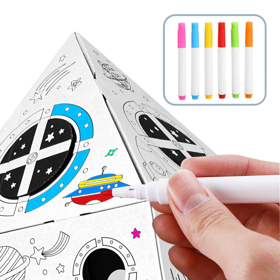 New Graffiti Paper House Kids Educational Kits Creative 3D DIY Kids Craft Drawing Paper House Gift Set for Coloring