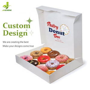 Custom Automatic One-Piece Design Food Grade Printed Cake Cookie Bakery Pastry Macaron Donut Packaging Paper Boxes with logo