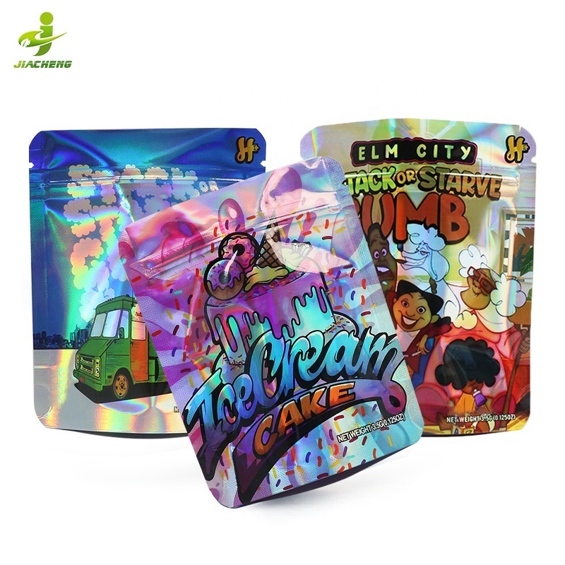 Custom print resealable plastic food seal packaging ziplock foil pouch 3.5g 7g 14g zipper smell proof candy mylar bag with logo