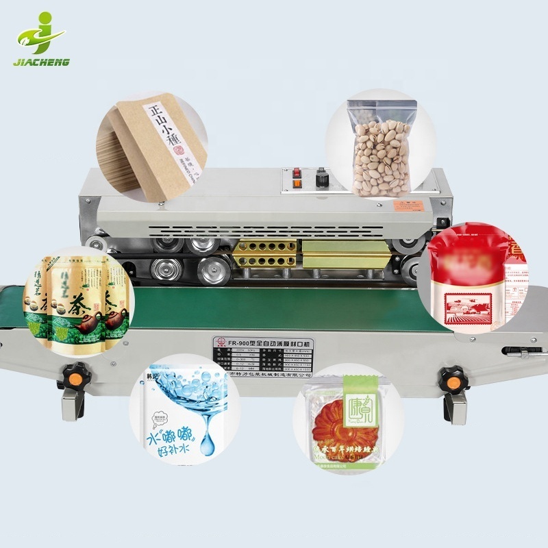 FR 900 automatic continues aluminum foil plastic pouch bag band heat sealer sealing machines for food plastics packages