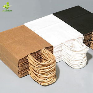 Eco-Friendly Recycled Black White Food Takeaway Packaging Craft Paper Bag Shop Gift Shopping Brown Kraft Paper Bag With Handle